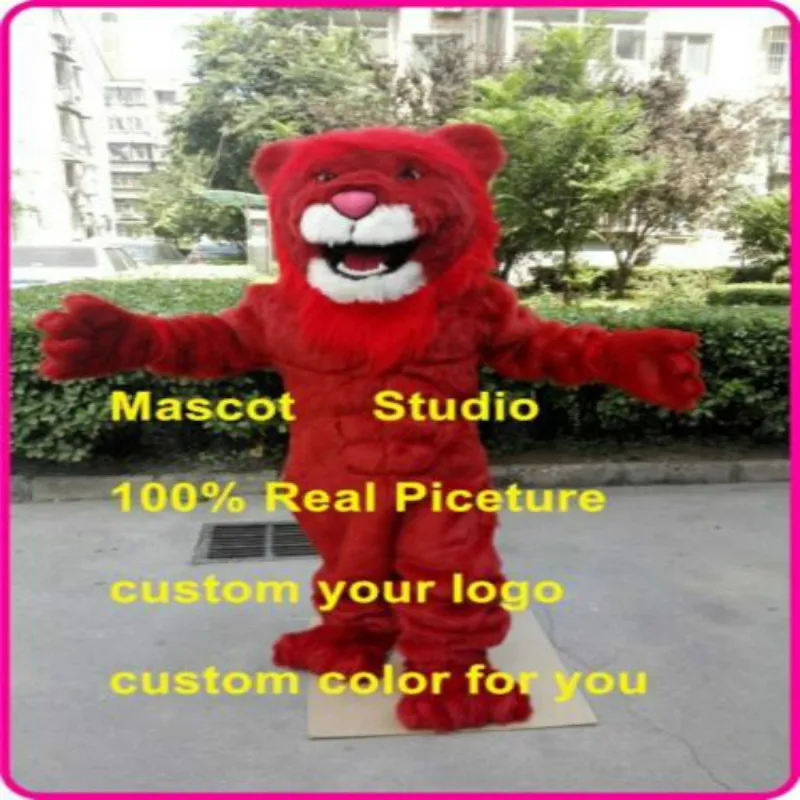 Костюм талисмана Красного льва Карнавальный пушистый костюм Вечерние меховые