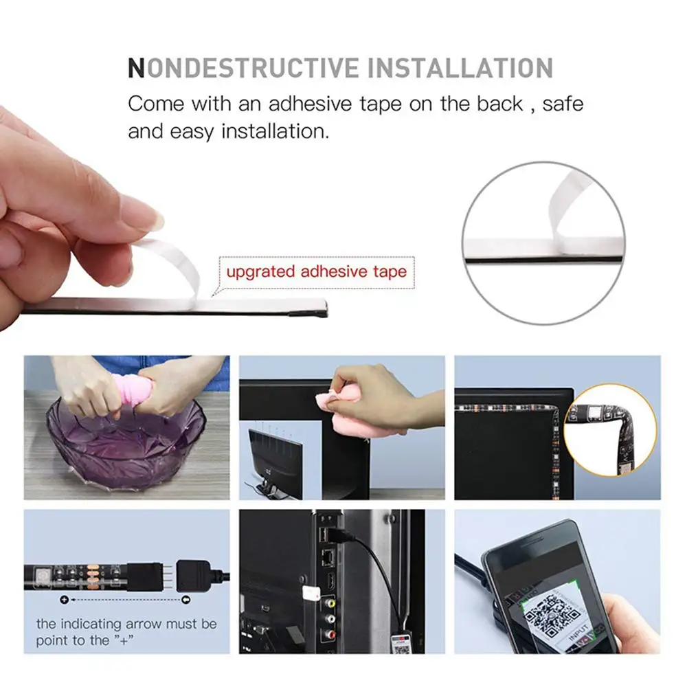 5 в постоянного тока USB/батарея 5050 RGB многоцветная светодиодная полоса