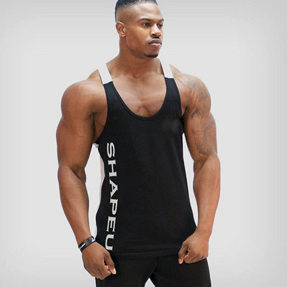 

Men Gym Workout Shirt Sports Running T-shirt Fitness Tops Tee Shirt Stringer Bodybuilding Singlets Muscle Vest T Shirt