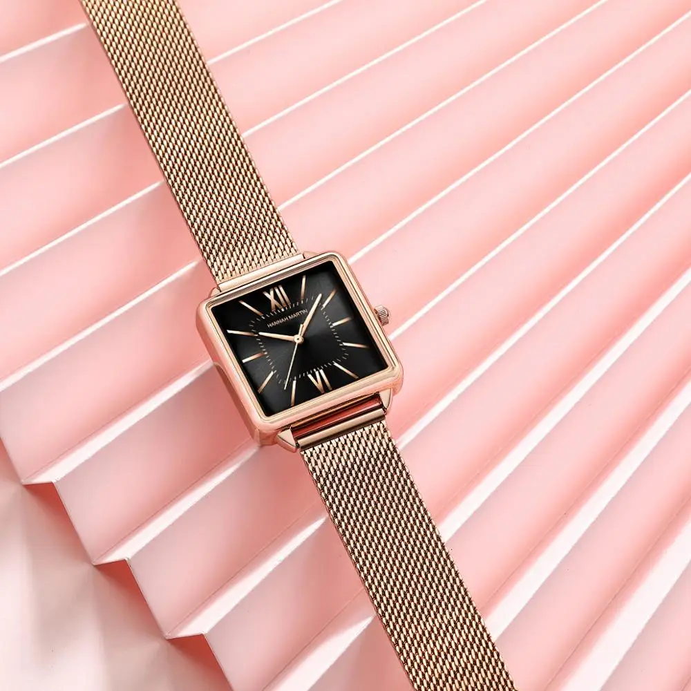 

Reloj de cuarzo japons para mujer, crongrafo cuadrado de oro rosa, marca superior Simple, de lujo, resistente al agua, envo