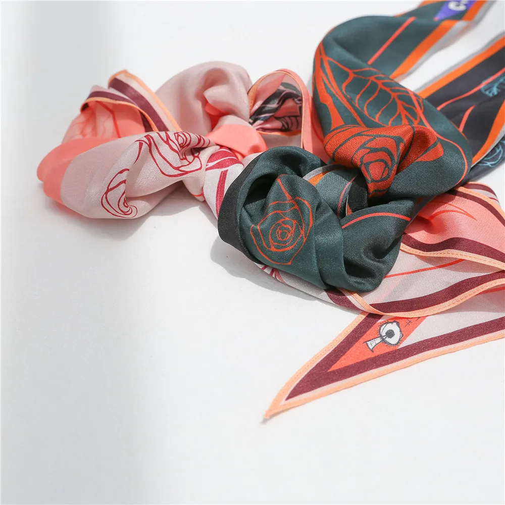

28*106cm Fashion Silk Scarf Crepe De Chine Small Diamond Scarf Elegant Temperament Triangle Scarf Mulberry Silk Scarf