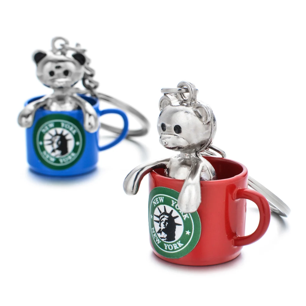 Vicney красочный брелок в виде чашки Нью-Йорка модный медведя для друзей новый стиль