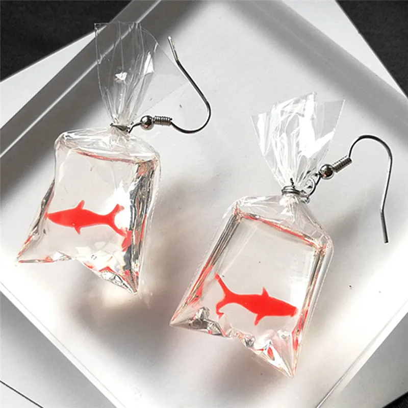 

1 Pair Women Trendy Girls Brincos Anti Allergy Graceful Joker Eardrop Fancy Cute Koi Fish Water Bag Dangle Earrings Party Decor