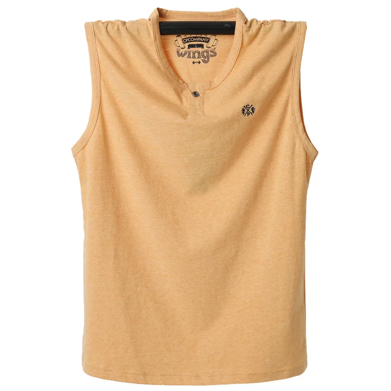 

Cotton classic vest Men's Sleeveless Vest Solid Color V Neck T-Shirt 2021 summer new Men's T-shirt button sweatshirt vest