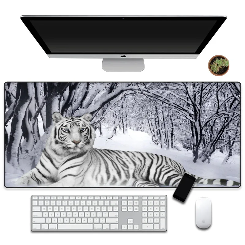 

Yuzuoan белый тигровый коврик для мыши 35x60 большой игровой коврик для мыши игровой коврик для стола крутая клавиатура приложение игры пользова...