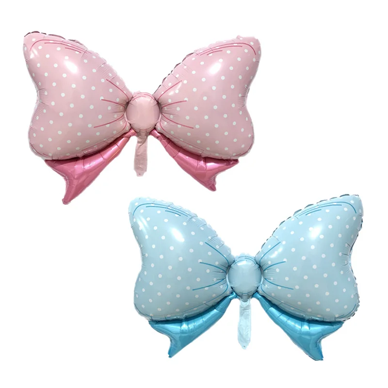 1 предмет розового и голубого цвета с узором в горошек бантом Фольга шар Baby Shower