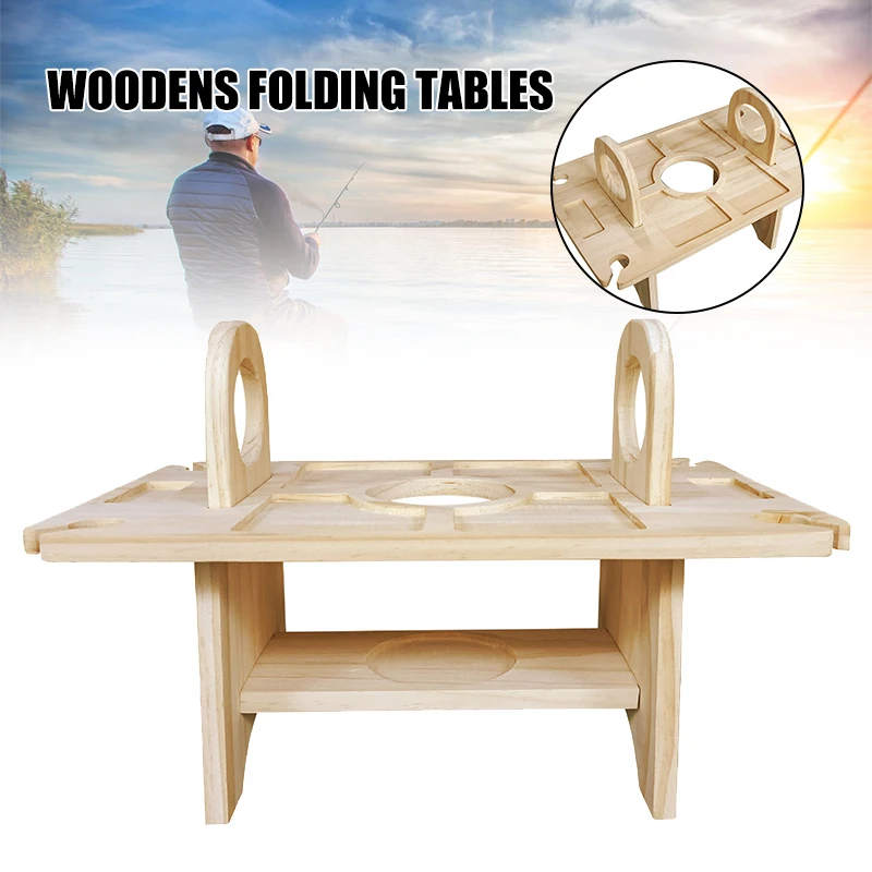 

Складной деревянный стол для пикника, с держателем для винного бокала