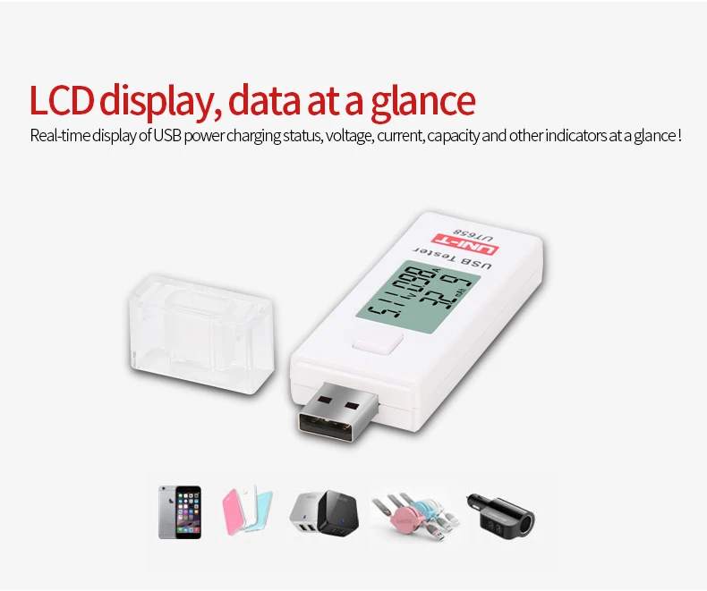 UNI-T UT658B USB тестер телефон компьютер зарядка Напряжение Ток энергии монитор ЖК-подсветка