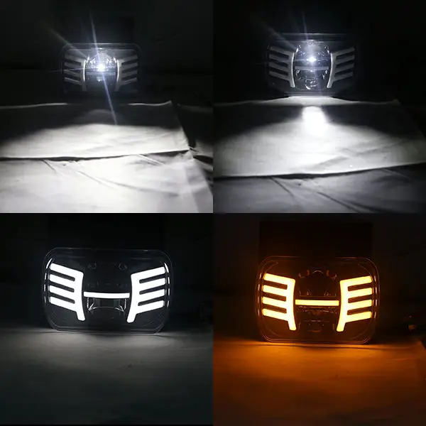 

DDL 2021 Newest 7x6" 5x7" 55w 90w drl angel h4 led headlight xj chevy headlight ch evrolet express 5x7 with yellow turn light