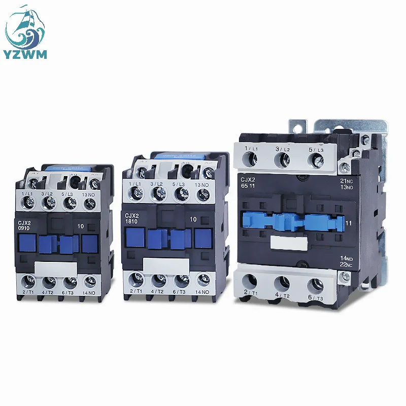 

YZWM AC Contactor CJX2-1810 1801 9A NO 3-Phase DIN Rail Mount Electric Power Contactor 24V 36V 110V 220V 380V