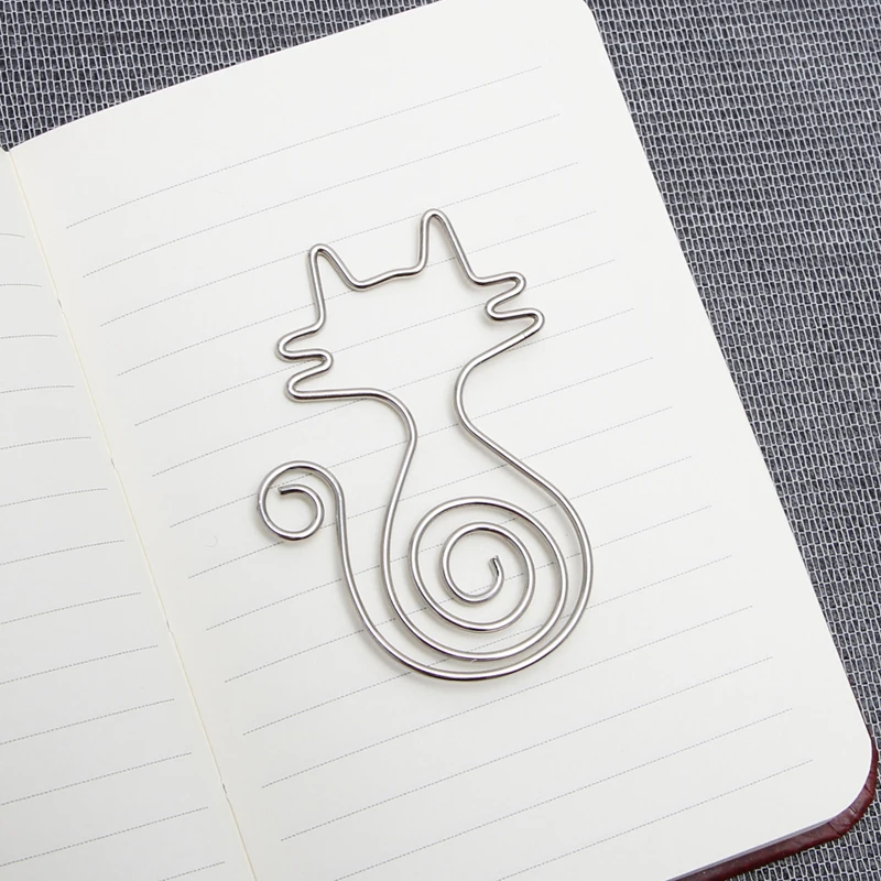 

Cute Cat Metal Paper Clips Pin Book Bookmark Memo Clip Office School Stationery M17F