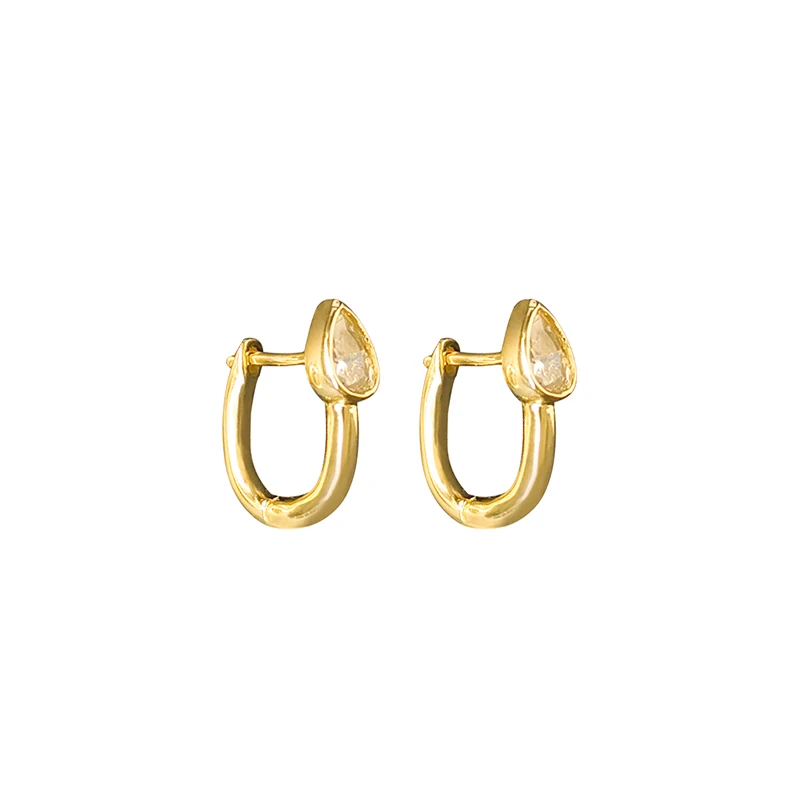 

S925 Sterling Silver Summer New Golden Yellow Pear-shaped Stone Earrings Women's Fashion Personality Bohemian Style Jewelry
