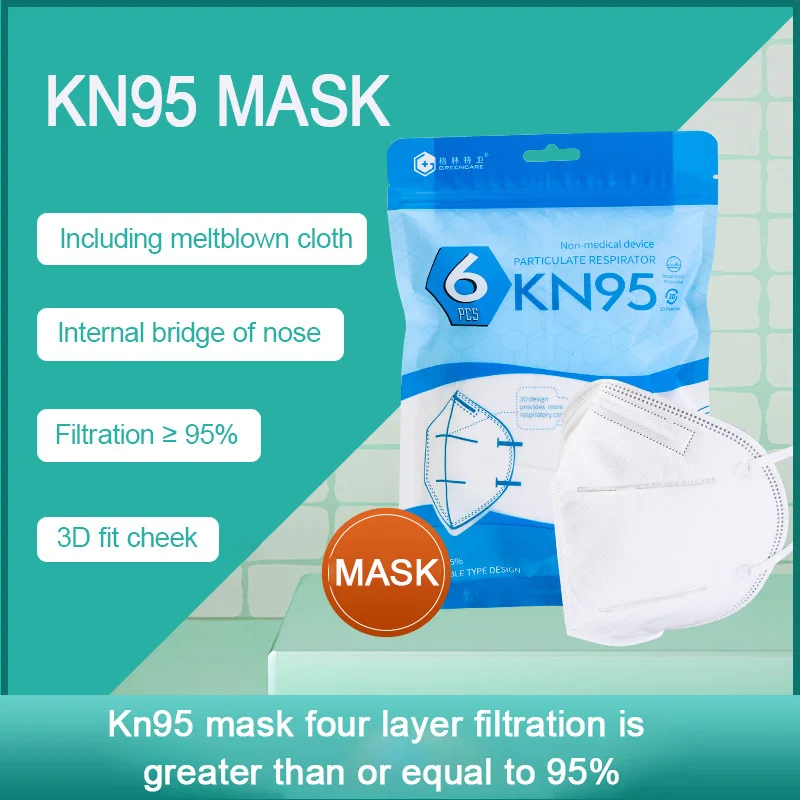 

Респиратор KN95 FFP2, пылезащитный, противозапотевающий, нетканый материал, фильтрующая, четырехслойная Защитная одноразовая маска