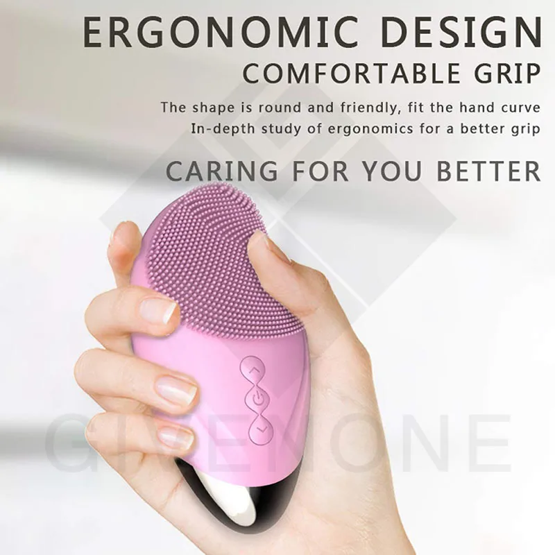 

Ultrasonic Facial Cleansing Brush Heating Acoustic Wave Electric Cleaning Brush Facial Massage Silicone Deep Cleaning Brush