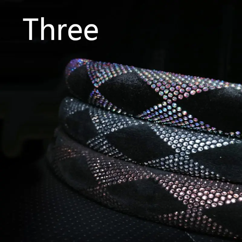 

38cm Diamond Steering Wheel Cover for Women Rhinestone, Colorful Crystal Velvet Y5GF