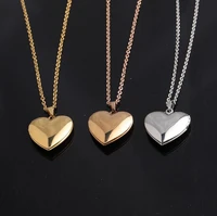 2pcslot mirror polish stainless steel fashion necklace love heart photo frame diy memory locket pendant necklaces 45cm