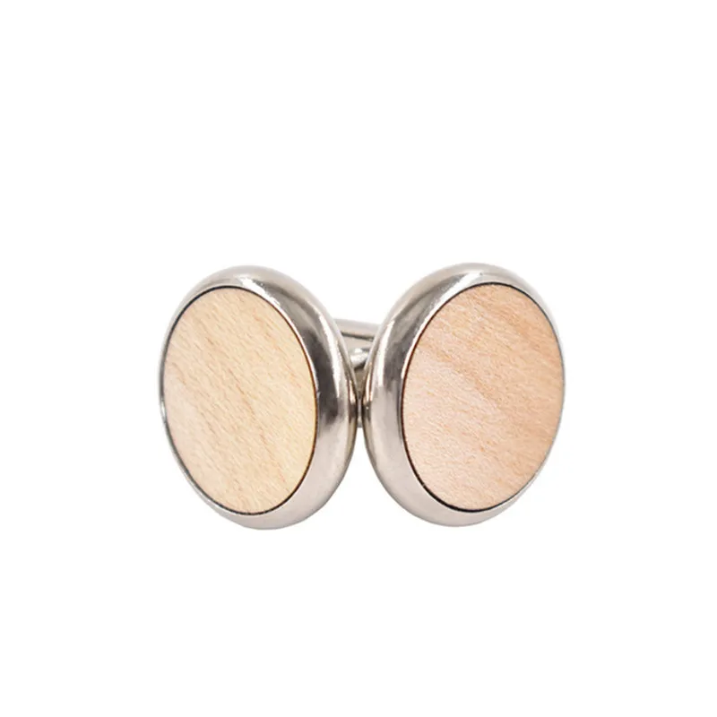 Модные круглые запонки с деревянными элементами для мужской рубашки деревянные