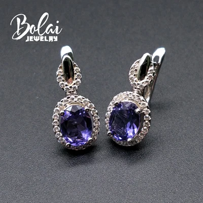 Bolaijewelry, стиль нано серьги с танзанитом, создан элегантный дизайн стерлингового серебра 925 Серьги, изящные украшения для женщин вечерние - Цвет камня: Nano Tanzanite
