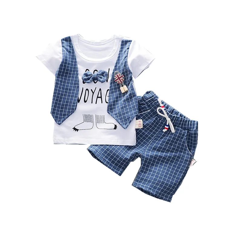 2 шт./компл. Детская Хлопковая футболка с бантом и шорты|Комплекты одежды для