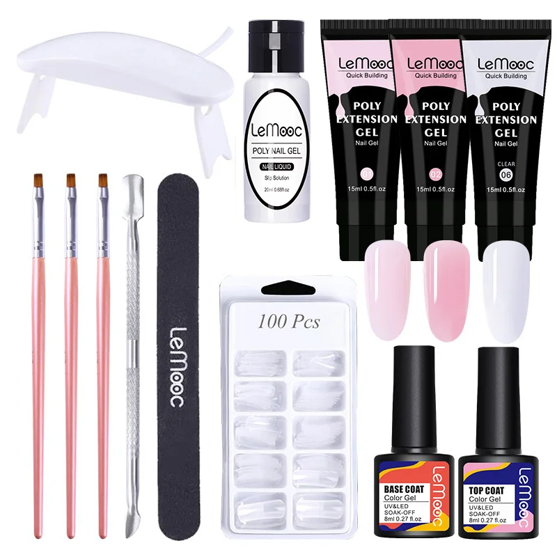 LEMOOC Набор для быстрого наращивания полиуф геля набор нанесения лака с раствором