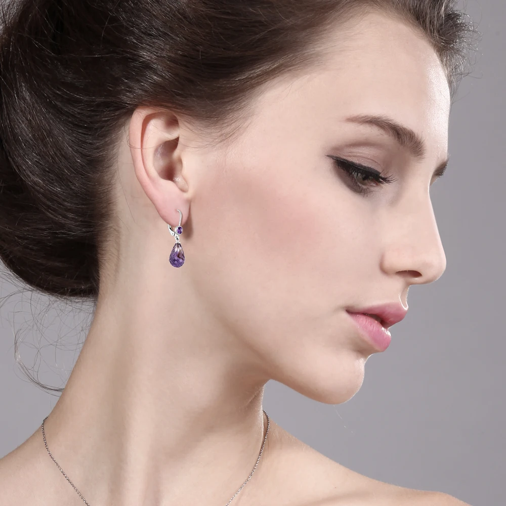 Женские классические серьги GemStoneKing 925 Висячие из серебра пробы 10 00 Ctw Briolette с