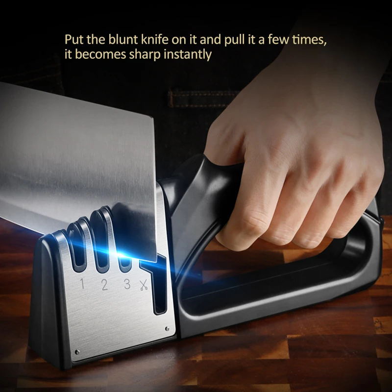 4-этапная точилка для ножей 4 в 1 с алмазным покрытием и тонким стержнем ножницы