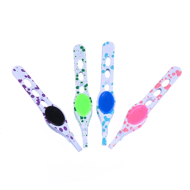 1pcs Cosmetic Eyebrow Tweezers Stainless Steel Face Hair Removal Eye Brow Trimmer Eyelash Clip Beauty Makeup Tool - Color: Orange