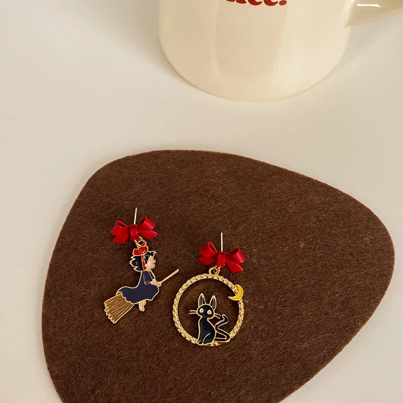 Серьги с бантом в виде кота из мультфильма Кики ювелирные изделия для женщин |