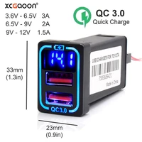 qc3 0 quick charge usb interface socket car charger adapter led voltmeter for toyota with short circuit protection 36w 12v 24v