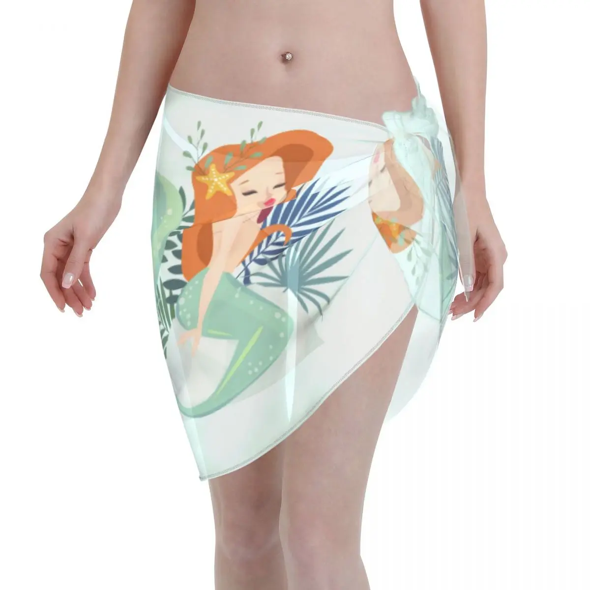 

Womens Swim Wear Bikini Cover Up Cute Summer Mermaid Beach Mini Wrap Skirt Sarong Pareo Shorts Summer Beachwear