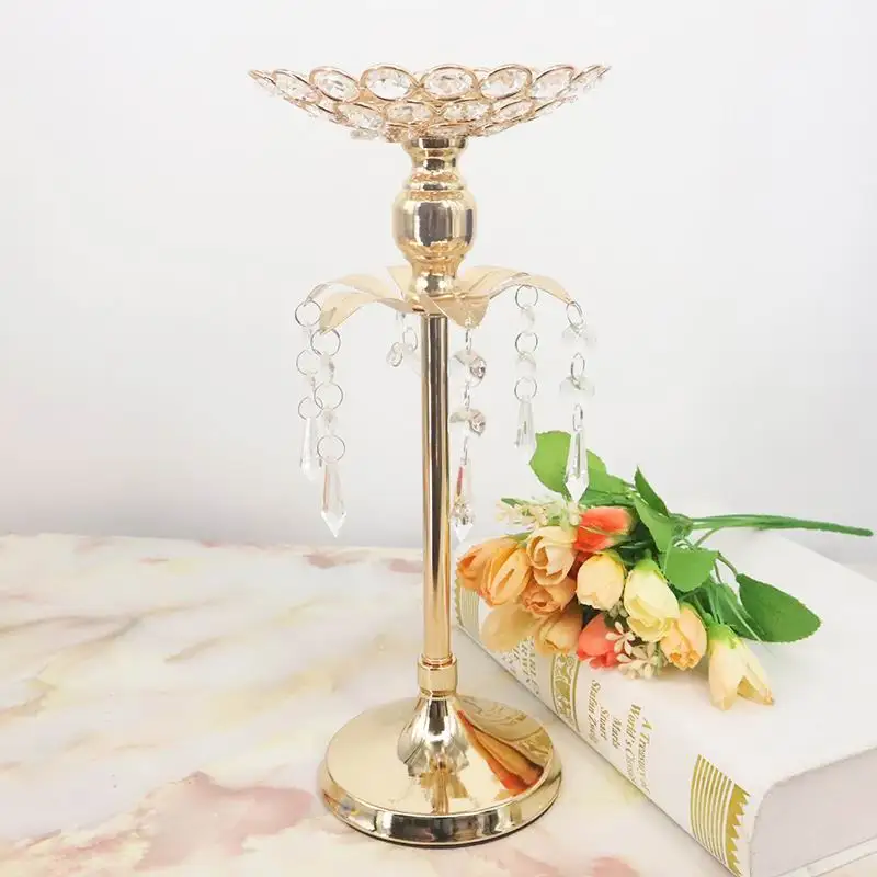 peandim gold crystal candle holder wedding decoration table centerpieces candelabra birthday party flower vase holder home decor free global shipping