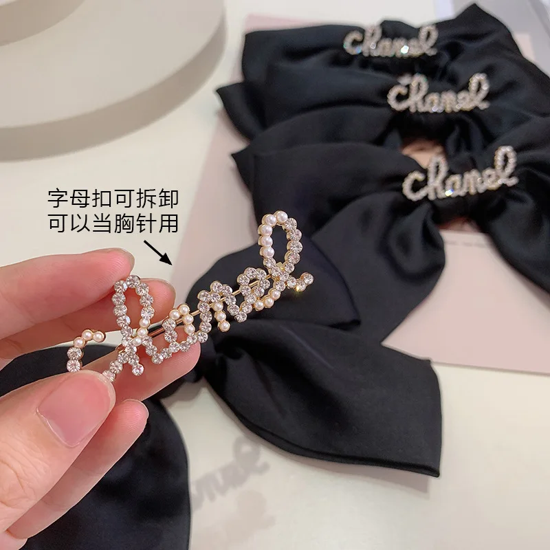 Атмосфера в стиле ретро черные шелковистые атласный бант заколка для волос с