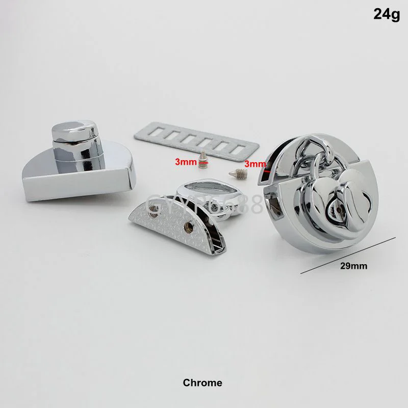 1-5 sets 29mm shiny chrome color heart shaped twist lock for briefcase turn metal woman purse accessories |