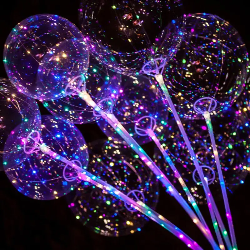 Светящийся светодиодный воздушный шар с палкой прозрачный Круглый пузырь