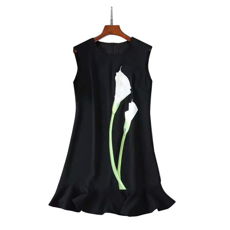 Женское облегающее платье-труба с вышивкой без рукавов | Женская одежда