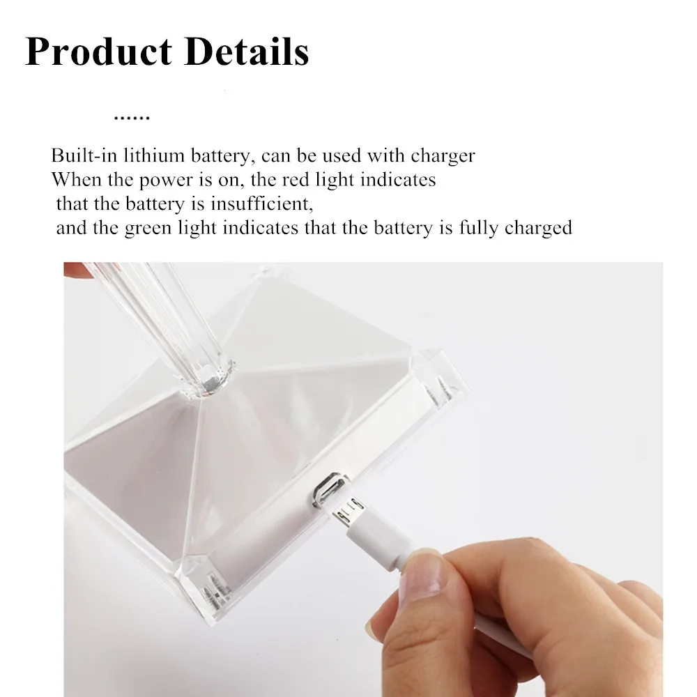 

Diamond Table Lamp USB Rechargeable Night Light Acrylic Led Lamp for Bedroom Bedside Bar Garden Desk Lamp Gift Holiday Lighting