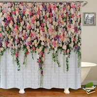home decoration shower curtain bathroom curtain 3d beautiful flowers printing waterproof polyester curtain with hook 240x180cm