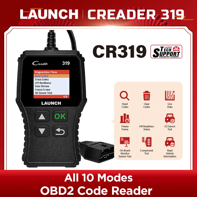 LAUNCH X431 Creader 319 CR319 полный Obd2 сканер OBD Eobd автоматический считыватель кодов