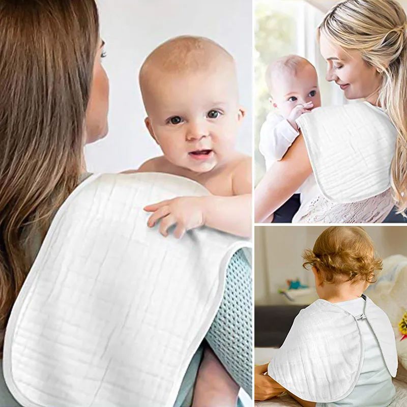 

Muslinlife 1 per Pack Bamboo Cotton Muslin No-slip Classic Burp Cloths Non-toxic Safety Burpy Bibs For New Borns 6 Layers Thick