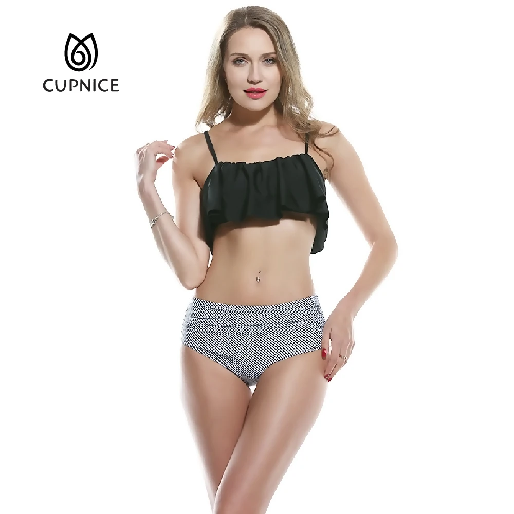 

CUPINICE Ruffle Hem Cute Set 2 Piece High Waisted Bikini Swimsuit