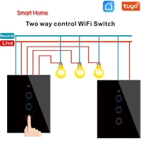 tuyaewelink us wifi smart light switch 1 2 3 4gang 2way glass panel touch switch compatible alexa google home smart wall switch
