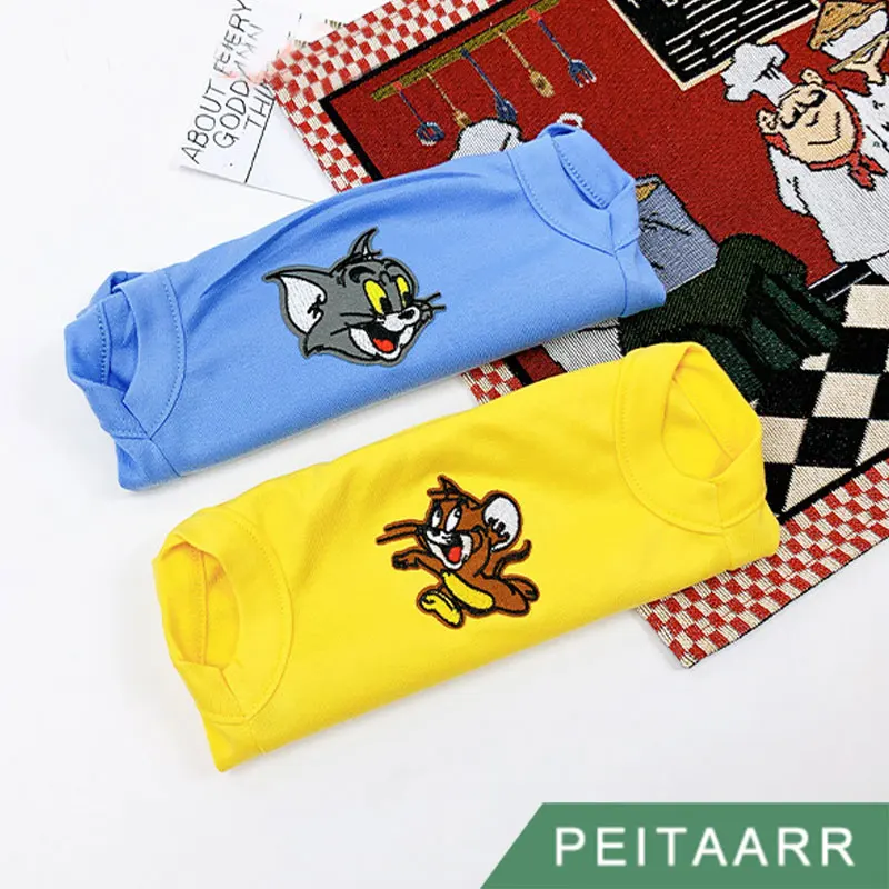 [PEITAARR] одежда для домашних животных рубашка жилет рисунок Тома и Джерри щенок