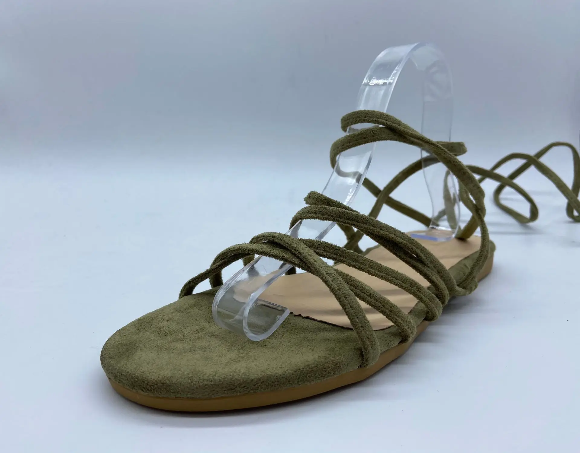 

Lace Up Sexy Flat Heel Women Sandals Ankle Strap Comfort Flock Ladies Summer Shoes Cross-tied Solid Light Weight Footwear