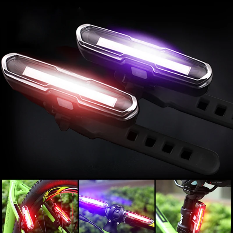 Bike Tail Light USB Rechargeable Bicycle Taillight LED Rear  5 Mode Headlights  Red Blue for Cycling Safety Flashlight