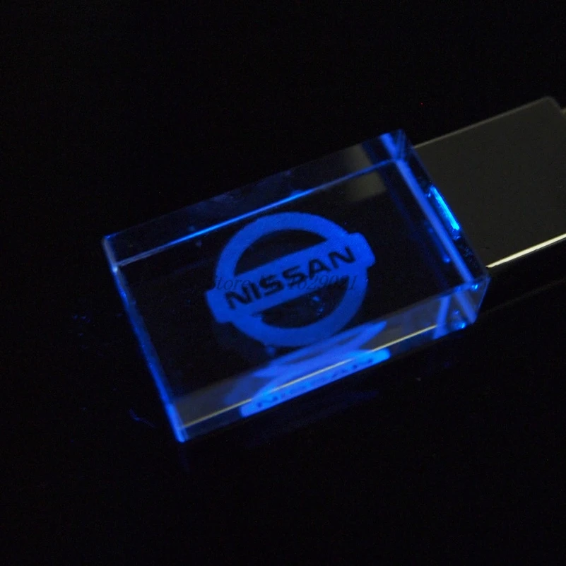 Лучший светодиодный Кристалл Стекло для автомобиля NISSAN Логотип Usb флэш