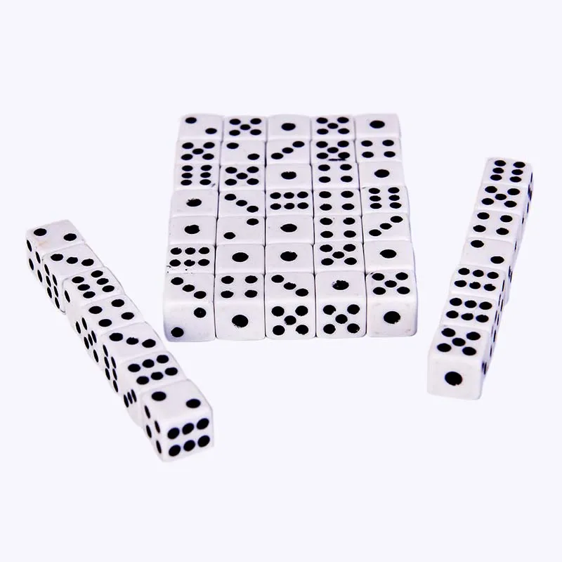 

50pcs/lot Dices 8mm Plastic White Gaming Dice Standard Six Sided Decider Birthday Parties Board Game Wholesale