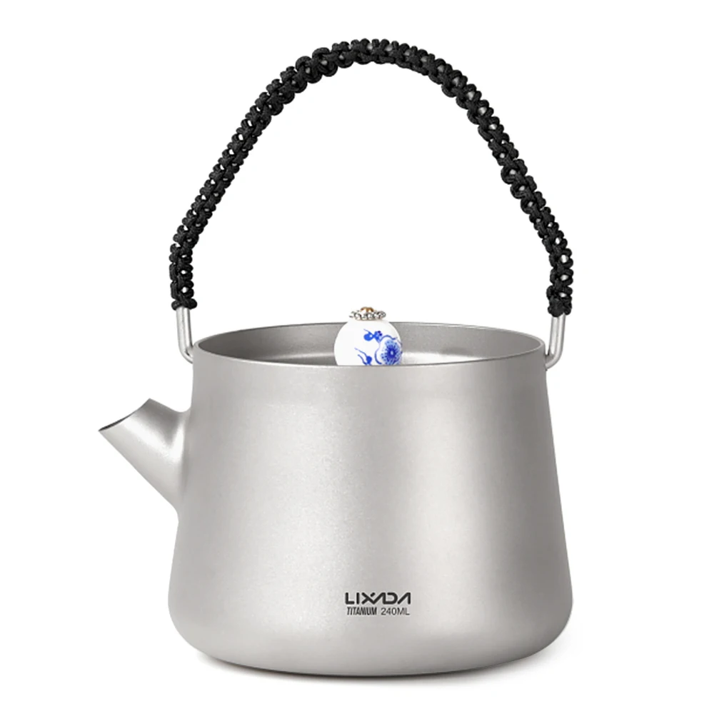 

Lixada 240ml Mini Titanium Tea Pot Kettle with Mesh Tea Infuser Kettle for Home Outdoor Backpacking Camping Titanium teapot