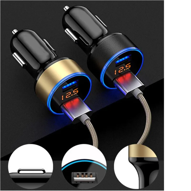 Автомобильный 3.1A двойной Порты и разъёмы USB Зарядное устройство 12 V-24 V розетка для