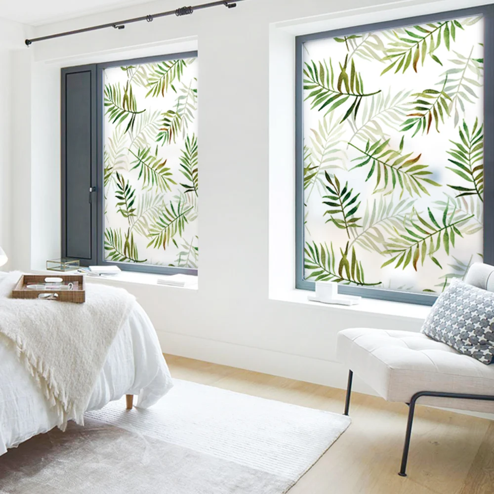 PVC Glass Film 2018 New Style Window Frosted Opaque Privacy Sticker Home Decor Digital Print BLT1294 Plant Garden | Дом и сад