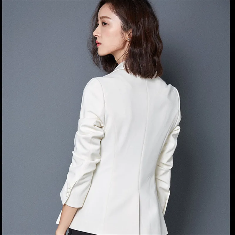Черный/белый тонкий длинный рукав для женщин блейзеры и куртки повседневное